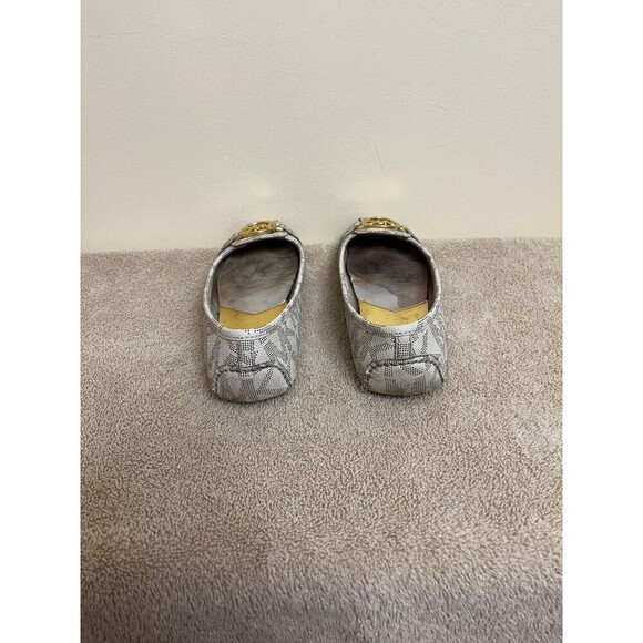 Michael Kors Fulton Gold MK Logo Vanilla Sgnature Flats SZ 7M - Picture 5 of 6